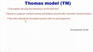 Types of column adsorption kinetic models