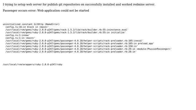 Cannot run grack, passenger occurs error: uninitialized constant GitHttp (NameError)" смотреть онлайн