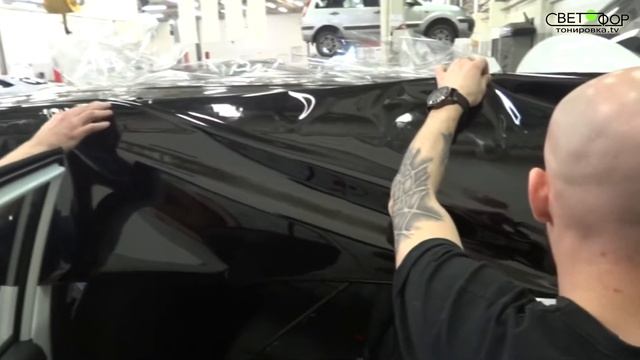 Полиуретановая пленка Black Glass PPF черный глянец - Оклейка крыши Hyundai Creta смотреть онлайн