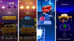 Bus Eater Vs Tayo The Little Bus Vs Lightning Mcqueen Eater Vs Car Eater - Tiles Hop EDM Rush!
