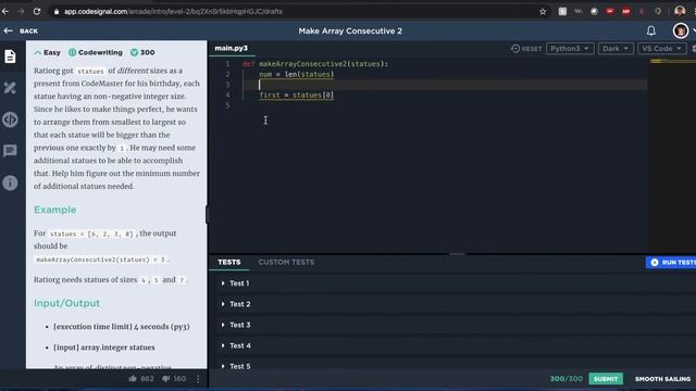 "Make Array Consecutive 2 " - Codesignal #6 - PYTHON Solution смотреть онлайн