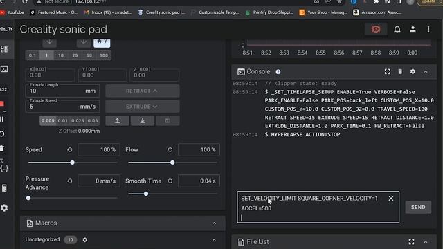 Pressure advance on crealitys Sonic Pad смотреть онлайн