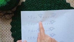 Топ круглой кокеткой крючком узором вееры