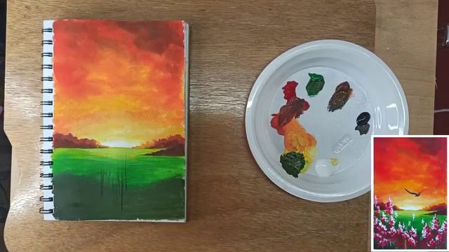 ?Рисуем гуашью простой пейзаж/гуашь для начинающих/Марина Бердник смотреть онлайн