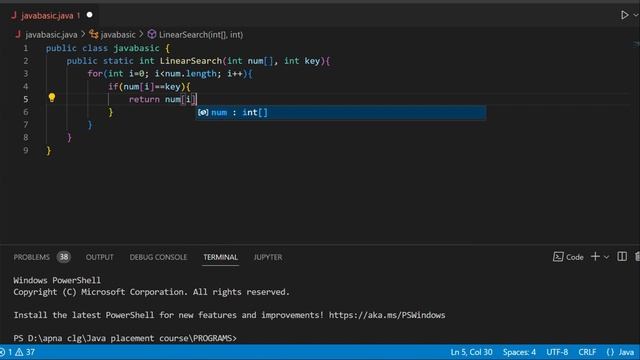 Linear Search Algorithm explained #dsa #java