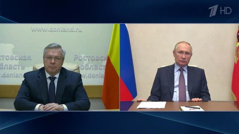 Владимир Путин в режиме видеоконференции провел встречу с губернатором Ростовской области