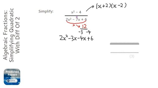 Algebraic Fractions: Simplifying Quadratic With Diff Of 2 Squares (Grade 8) - GCSE Maths Revision смотреть онлайн