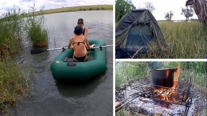 Отдых ДИКАРЯМИ На Озере. Поймал ЛЕЩА. Карась на донку.
