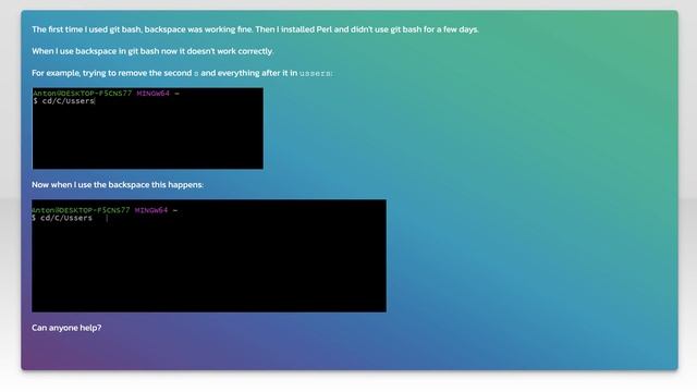 backspace does not work git bash смотреть онлайн