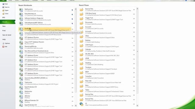 Microsoft Excel 2010 Recent Files and Folders (Video 4 of 19) смотреть онлайн