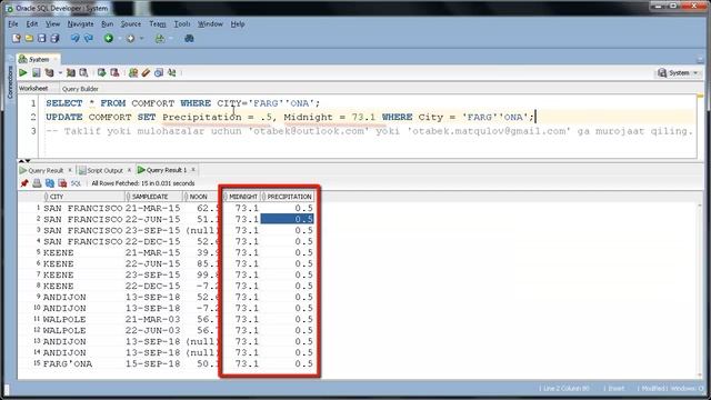 Oracle da SQL asoslari 43 UPDATE смотреть онлайн
