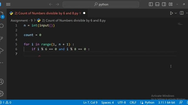 Count of Numbers divisible by 6 and 8 | ASSIGNMENT - 9 | Python | CCBP 4.0 | Newly