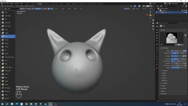 Делюсь. Мастерклассы. #1 Скульптим голову котика в Blender | Blender Sculpting Cat