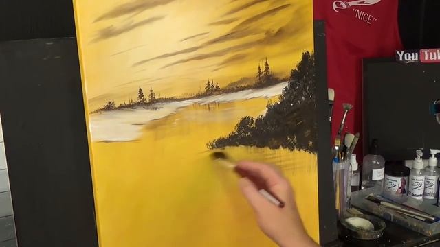 Golden Glow | Bob Ross style | Acrylic painting for beginners,#clive5art смотреть онлайн