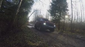 Поездка на ниве по лесу