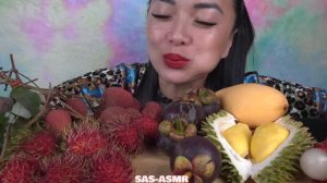 ASMR WHOLE FRUITS *DURIAN, MANGOSTEEN, RAMBUTAN, MANGO (EATING SOUNDS) NO TALKING | SAS-ASMR