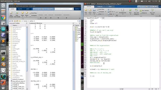 MATLAB Help - Computing Eigenvalues and Eigenvectors without the eig() function смотреть онлайн