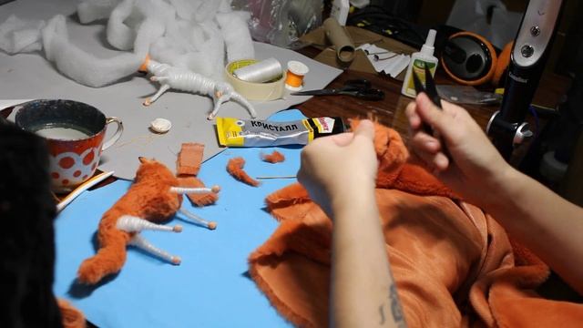Игрушки в смешанной технике - коты. Процесс - 2