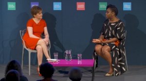 Chimamanda Ngozi Adichie with Nicola Sturgeon at the Edinburgh International Book Festival