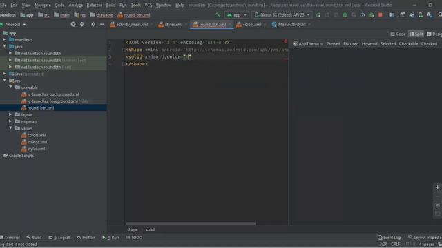 Android Studio Custom Button || Round Button in Android