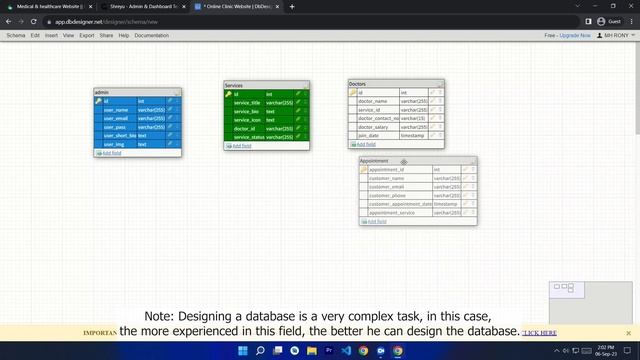 How to Database Design in Clinic Profile Website in PHP | Code Camp BD 2023 #class 8 #code_camp_bd