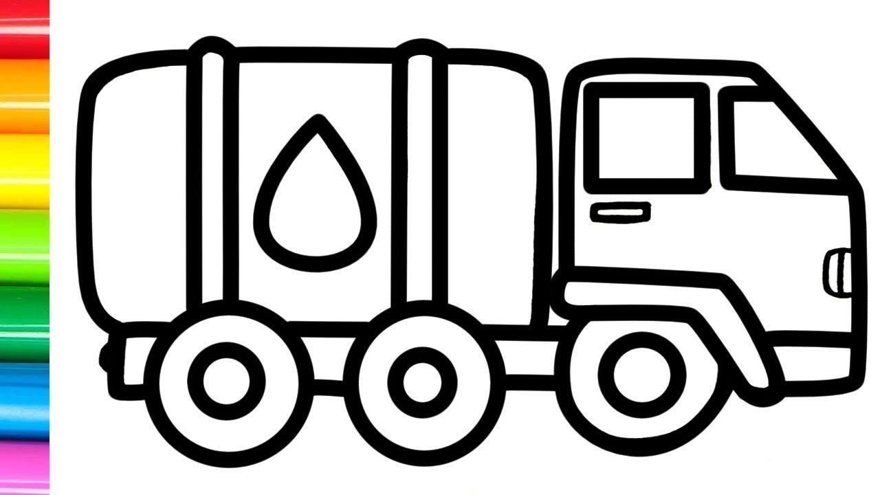 Cara menggambar truk tangki untuk anak-anak/How to draw a tanker truck for children
