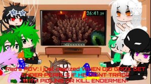 Monster School reacts to "Speedrunning Minecraft but i enslave villagers" by Grox