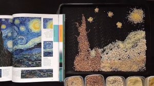 Поделки из крупы Звездная ночь Ван Гога. Starry Night Van Gogh DIY