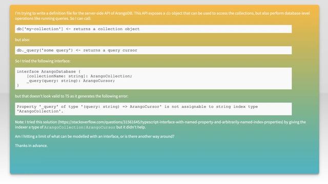 Typescript interface with indexer and other properties