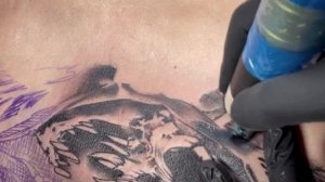 Brutal tattoo on lady’s back  | Time lapse