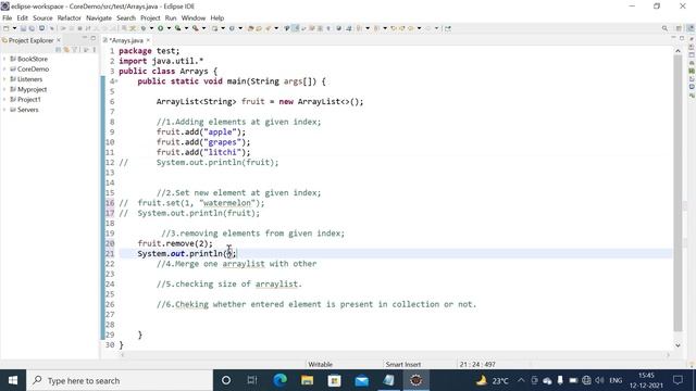 ArrayList in java. Collection frame work arraylist. important operations.