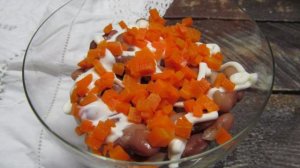 Салат из говядины с фасолью и яйцом