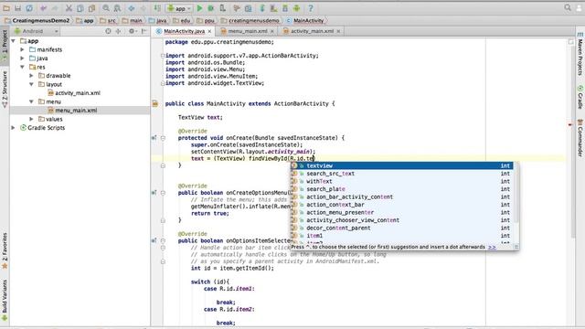 Android Tutorial: Creating menus смотреть онлайн