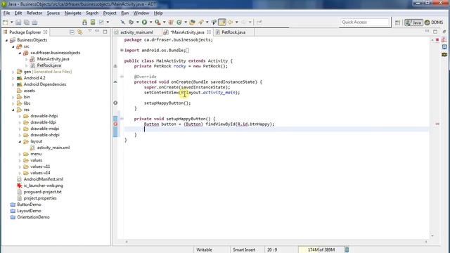 Java Objects in Activities: Android Programming