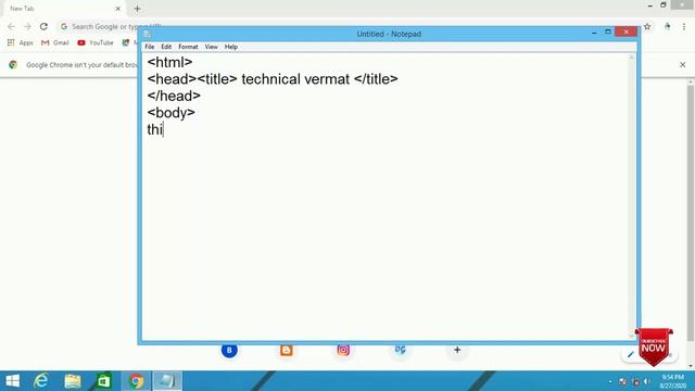 how to write html in notepad//basic html program//html basic structure in hindi (part-2)