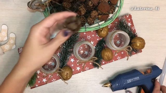 Новогодний подсвечник | новогодняя композиция - подсвечник своими руками | DIY Christmas candlestic