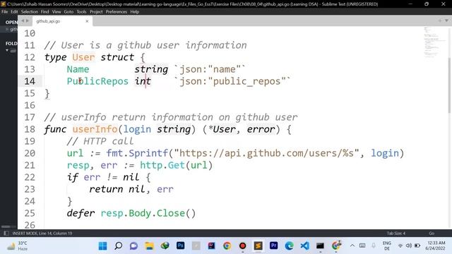 Solution | Call the GitHub API | Networking | Go programming language | Go Tutorials | Go-language