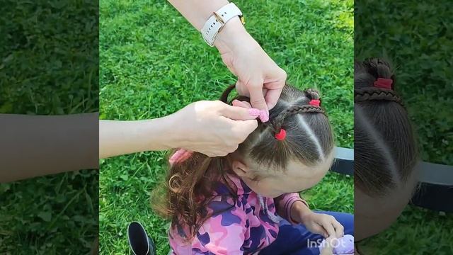 Несложная прическа для девочки в сад, школу, куда угодно.