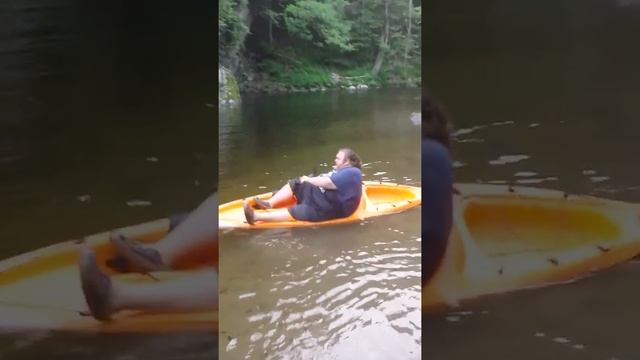 Big guy in a little kayak