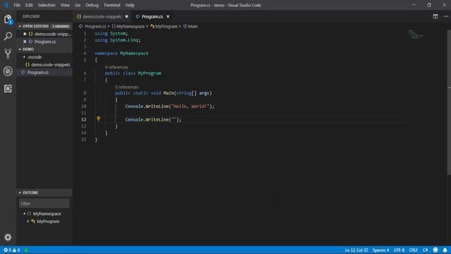 How to create code snippets for Visual Studio Code