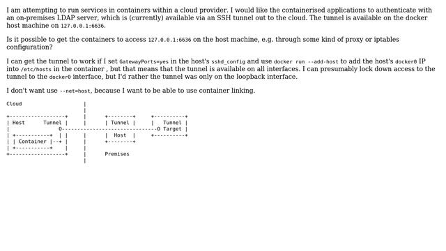 Forward connections from docker container on specific port to local interface on host смотреть онлайн