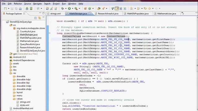 Android Programming: Stored SQLite Query Procedures