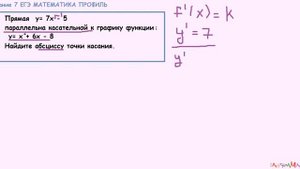 7 задание ЕГЭ математика проф Прямая параллельна касательной к графику функции Найдите абсциссу