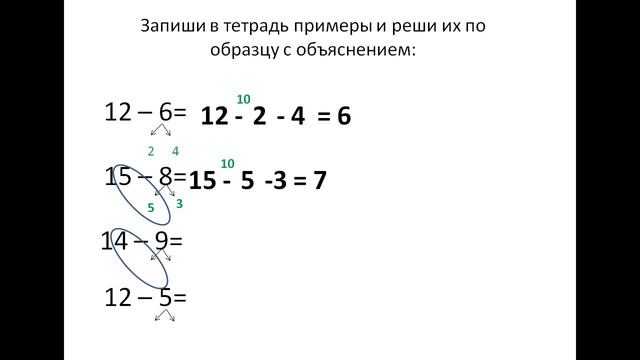 Вычитание с переходом через десяток