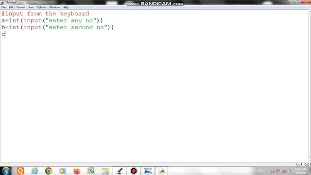 input from keyboard in python , adding two no