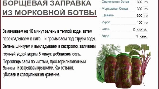 Борщевая заправка из морковной ботвы и щавеля