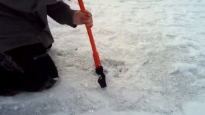 how to cut ice hole with a ice pick!!!!