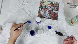 #17 ... "СНЕГОВИК"...часть 2... ПЕРЕНОСИМ РИСУНОК НА ТКАНЬ И РАЗУКРАШИВАЕМ КРАСКАМИ