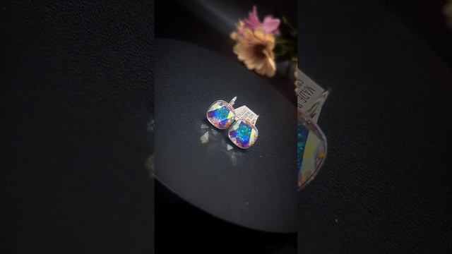 Серьги с кристаллами Swarovski, «Северное сияние» серебро 925