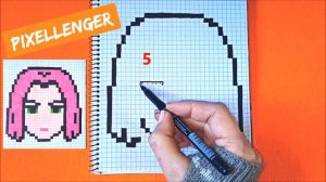 Сакура из аниме Наруто Как рисовать по клеточкам Простые рисунки Sakura Naruto How to Draw Pixel Ar